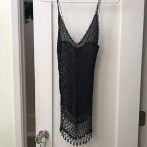 Bebe Black Knit Tank with Bead Detail